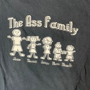 The Ass Family Graphic T-Shirt Mens XL Black Short Sleeve‎ Funny Stick Figure